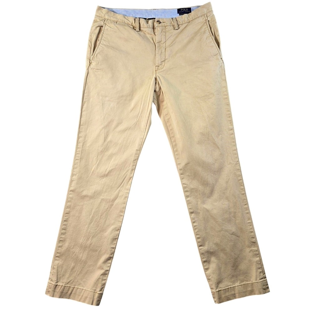 Polo Ralph Lauren Pants Mens 34x32 Beige Chino The Polo Chino Stretch Pockets‎